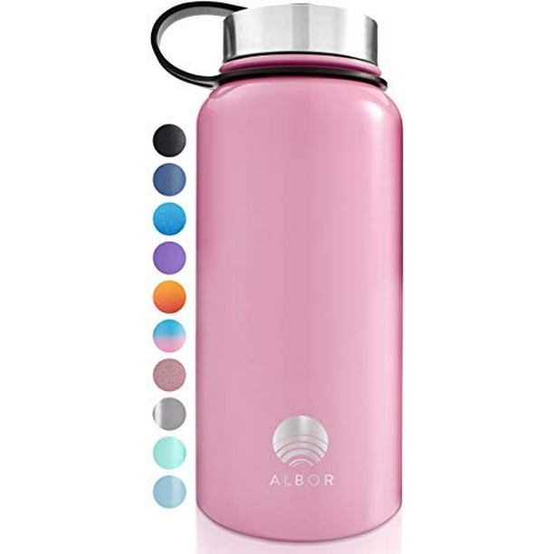 Insulated Water Bottle with Straw Reusable Water Bottle by Albor Black Triple Insulated Stainless Steel Water Bottles with 4 Leak-Proof Lids and 2 Straws 32 oz Water Bottles Insulated Water Bottle with Straw Reusable Water Bottle by Albor Black Triple Insulated Stainless Steel Water Bottles with 4 Leak-Proof Lids and 2 Straws 32 oz Water Bottles